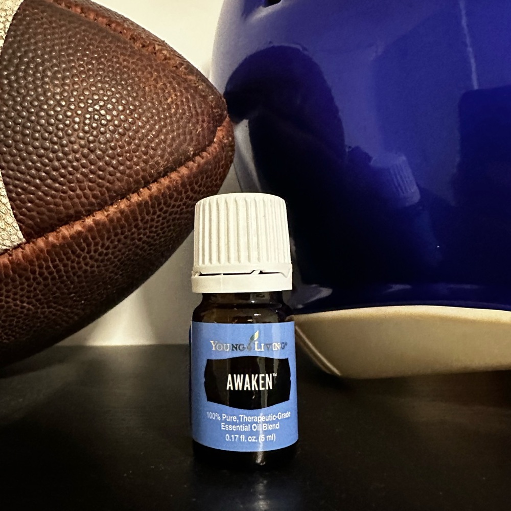 Young Living Essential Oil Bottle in Brown and Blue